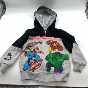 Marvel Kids Hoodie - Black, Gray, and Red-Kid’s Size 5